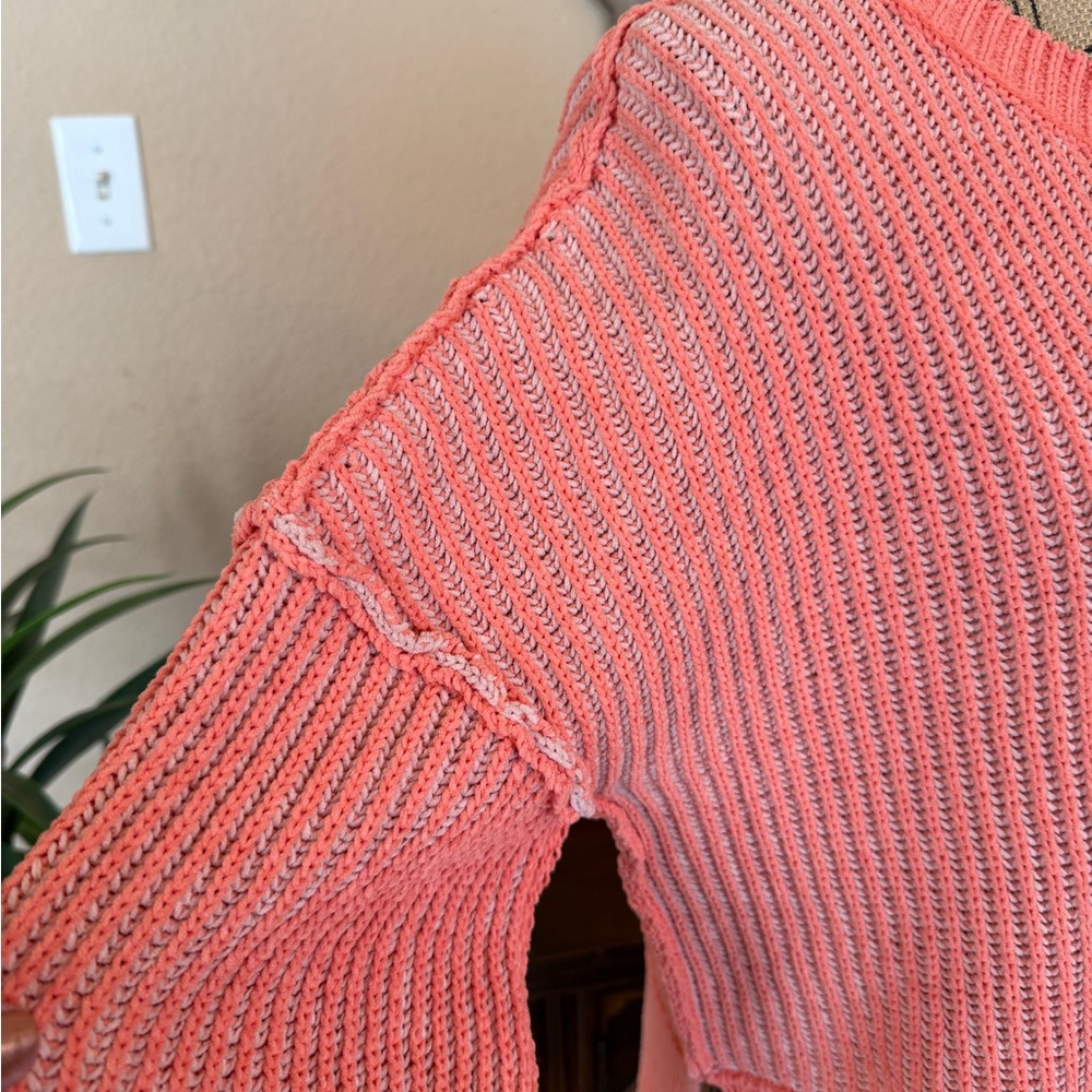 New In New Orange Oversized Ribbed Chenille Crewneck Sweater - Picture 9 of 16